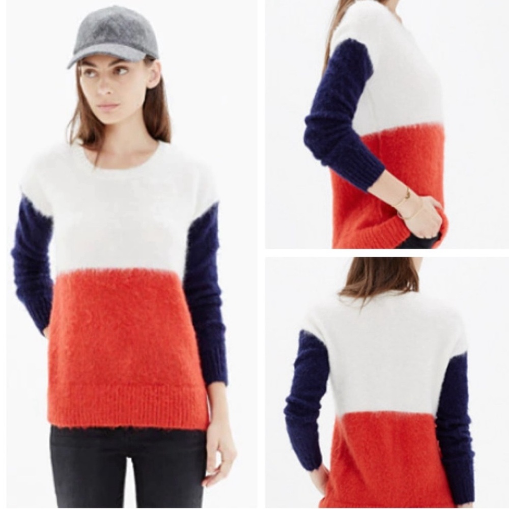 -Madewell Wool/Morhair Blend Colorblock Sweater Women’s Size Small